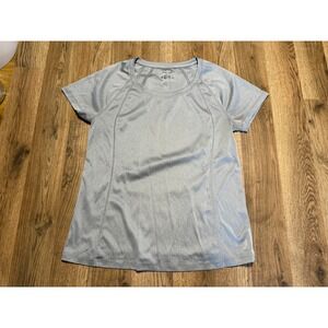 Exertek Womens Short Sleeve Activewear Shirt Blue Gray Heathered Size M